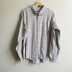 Eddie Bauer White Plaid Long Sleeve Button Down Shirt Men’s Size XXL Cotton